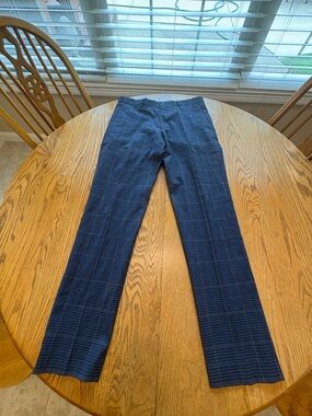 J. Crew Ludlow Slim-fit Suit Dress Pants Cotton Blend Navy Blue Seersucker 34